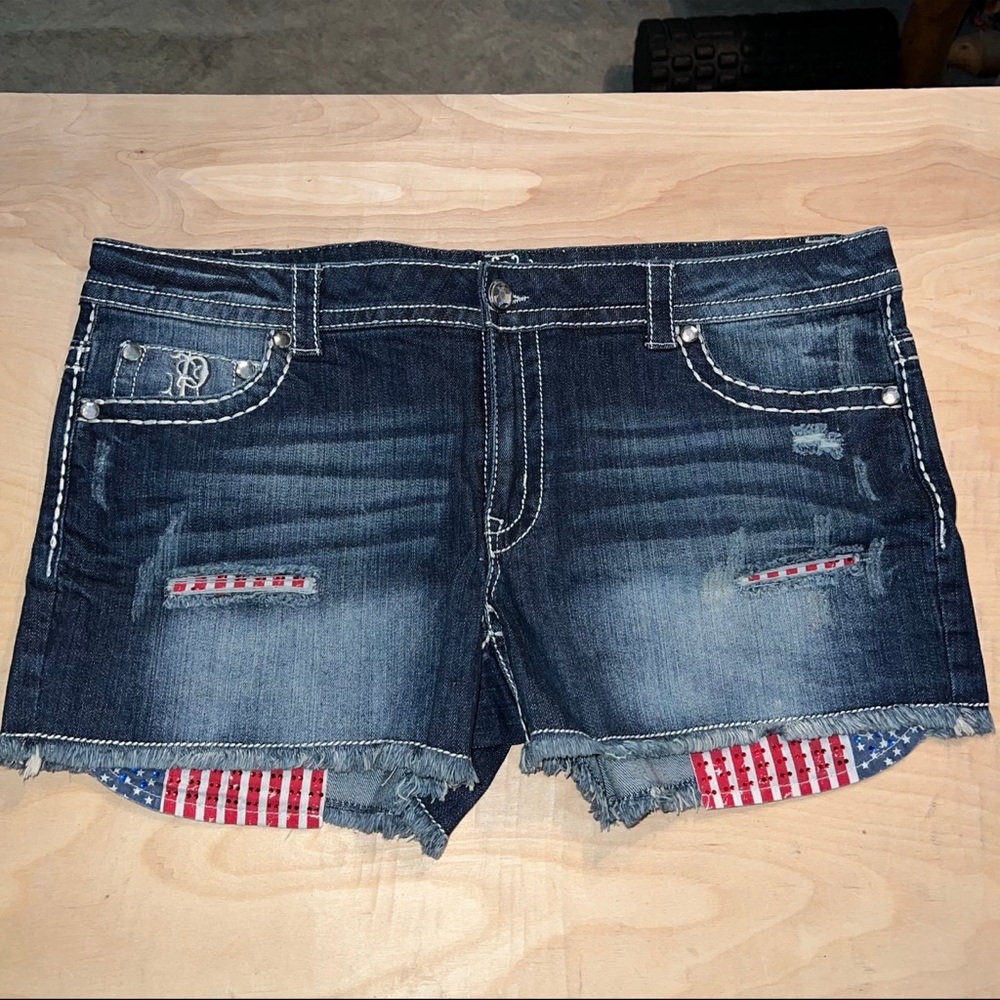 American Flag BLING Jean Shorts